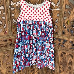 Girls Red, White and Blue Peace Sign holiday dress
